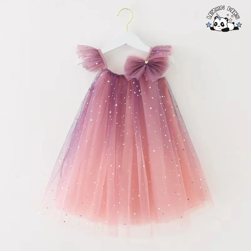LEZONKIDS - Novo Design atacado de vestidos de tule macio sem mangas para meninas de 2 a 14 anos